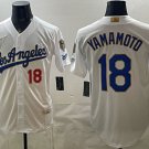 Los Angeles Dodgers #18 Yoshinobu Yamamoto White 2026 Gold Collection 9x & B2B Champs Patch Jersey