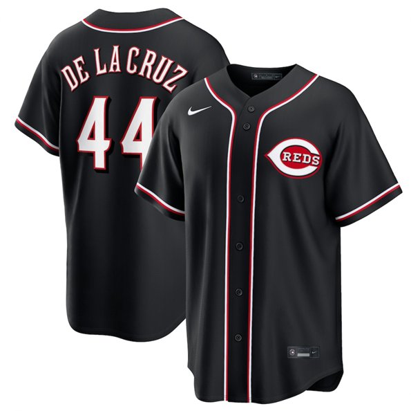 Cincinnati Reds #44 Elly De La Cruz Black Out Stitched Jersey