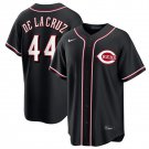 Cincinnati Reds #44 Elly De La Cruz Black Out Stitched Jersey