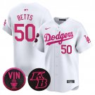 Los Angeles Dodgers #50 Mookie Betts White 2026 Mother’s Day Vapor Premier Limited Stitched Jersey