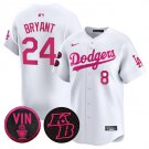 Los Angeles Dodgers Front #8 Back #24 Kobe Bryant White 2026 Mother’s Day Stitched Jersey