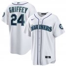 Seattle Mariners #24 Ken Griffey Jr. White Jersey