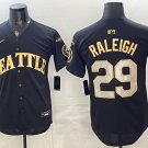 Seattle Mariners #29 Cal Raleigh Black Gold Stitched Jersey