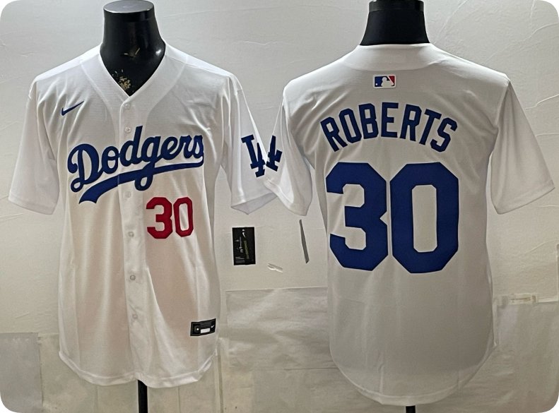 Dave Roberts Los Angeles Dodgers Home Stadium White Jersey Stitched