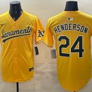 Oakland Athletics #24 Ricky Henderson Yellow Stitched Jersey