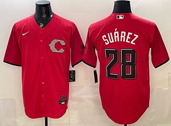 Cincinnati Reds #28 Eugenio Su&Atilde;&iexcl;rez Red 2026 City Connect Stadium Stitched Jersey