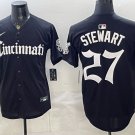 Cincinnati Reds #27 Sal Stewart Black 'Gothic Queen City Edition' Jersey Stitched