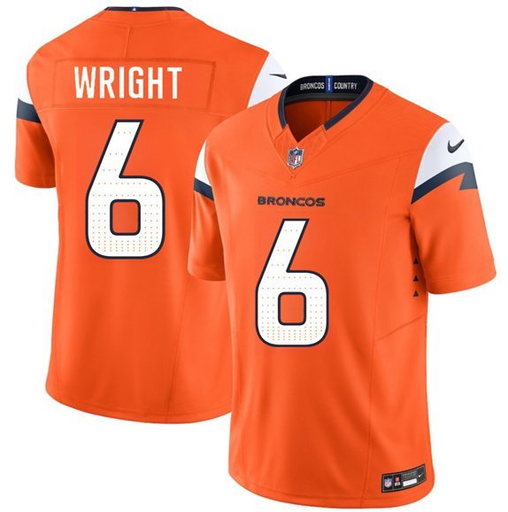 Denver Broncos #6 William Wright Orange 2026 Draft F.U.S.E. Vapor Limited Stitched Jersey