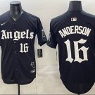 Los Angeles Angels #16 Garret Anderson Black 'Gothic Halo Edition' Vapor Limited Stitched Jersey