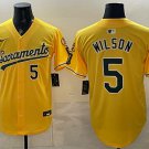 Athletics #5 Jacob Wilson 2026 Yellow Alternate Sacramento Celebrating 125 Years Stitched Jersey