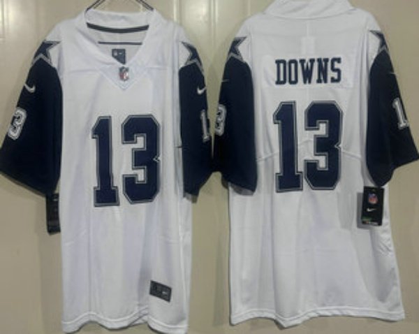 Dallas Cowboys #13 Caleb Downs White Throwback Vapor Jersey