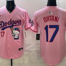 Dodgers #17 Shohei Ohtani Pink Hello Kitty Night 2025 World Series Champions Patch Jersey