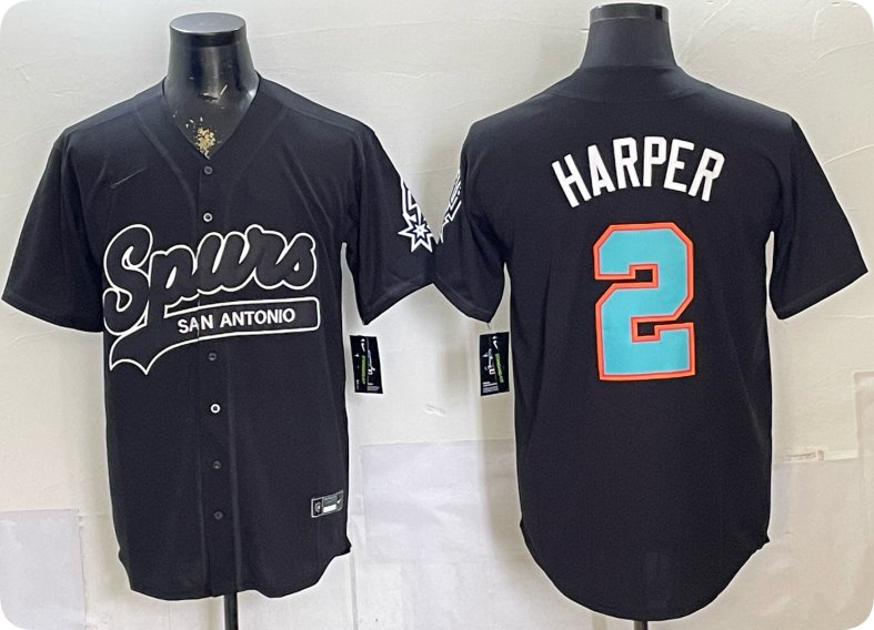 Men's San Antonio Spurs #2 Dylan Harper Black Stitched Jersey