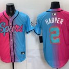 Men's San Antonio Spurs #2 Dylan Harper Pink Blue Stitched Jersey