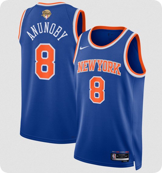 New Yok Knicks #8 OG Anunoby Blue 2026 Finals Patch Icon Edition Stitched Basketball Jersey