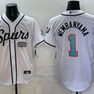 Men's San Antonio Spurs #1 Victor Wembanyama White Stitched Baseball Jersey 1