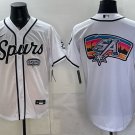 Men's San Antonio Spurs Team Big Logo White Stitched Baseball Jersey 2
