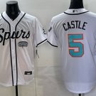 Men's San Antonio Spurs #5 Stephon Castle White Stitched Jersey