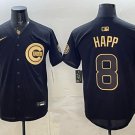 Chicago Cubs #8 lan Happ Black Gold 150th Anniversary Patch Stitched Baseball Jersey
