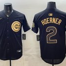 Chicago Cubs #2 Nico Hoerner Black Gold 150th Anniversary Patch Stitched Baseball Jersey