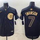 Chicago Cubs #7 Dansby Swanson Black Gold 150th Anniversary Patch Stitched Baseball Jersey