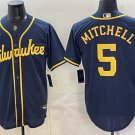 Milwaukee Brewers #5 Garrett Mitchell Navy Blue Stitched Cool Base Jersey