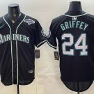 Seattle Mariners #24 Ken Griffey Jr 50th Black Out Style Vapor Premier Limited Jersey