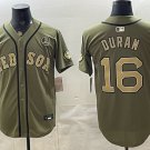 Boston Red Sox #16 Jarren Duran Olive Armed Forces Day Cool Base Stitched Baseball Jersey
