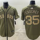 Boston Red Sox #35 Garrett Crochet Olive Armed Forces Day Cool Base Stitched Baseball Jersey