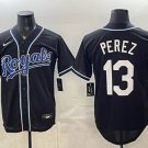 Kansas City Royals #13 Salvador Perez Black 2026 Fashion Replica Black Out Stitched Baseball Jersey