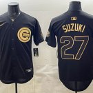 Chicago Cubs #27 Seiya Suzuki Black Gold 150th Anniversary Patch Stitched Baseball Jersey