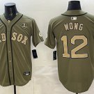 Boston Red Sox #12 Connor Wong Olive Armed Forces Day Stitched Baseball Jersey