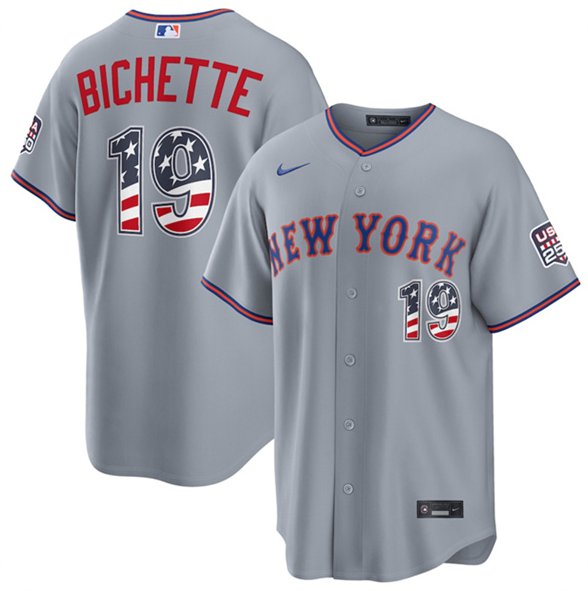 New York Mets #19 Bo Bichette Gray USA 250 Fourth of July Home Stitched Baseball Jersey