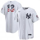 New York Yankees #13 Jazz Chisholm Jr White 2026 USA 250 Fourth of July Home Stadium Stitched Jersey