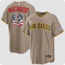 San Diego Padres #13 Manny Machado Tan USA 250 Fourth of July Home Stitched Jersey