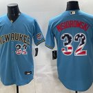 Milwaukee Brewers #32 Jacob Misiorowski Blue 2026 USA 250 Fourth of July Home Stadium Jersey