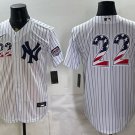 New York Yankees #22 Ben Rice White 2026 USA 250 Fourth of July Home Stadium Stitched Jersey