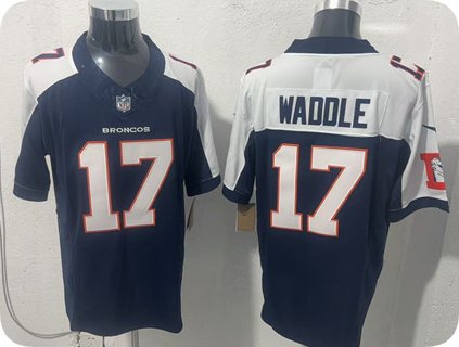 Denver Broncos #17 Jaylen Waddle Navy White 2026 Vapor Limited Stitched Jersey