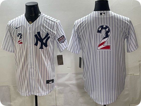 New York Yankees #2 Derek Jeter White 2026 USA 250 Fourth of July Home Stadium Stitched Jersey