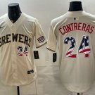 Milwaukee Brewers #24 William Contreras Cream 2026 USA 250 Fourth of July Home Stadium Jersey