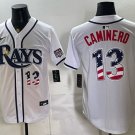 Tampa Bay Rays #13 Junior Caminero White 2026 USA 250 Fourth of July Home Stitched Baseball Jersey