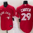 Toronto Blue Jays #29 Joe Carter Red 50 Seasons Patch Stitched Baseball Jersey