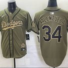 Los Angeles Dodgers #34 Fernando Valenzuela Olive 2026 Armed Forces Day Stitched Baseball Jersey