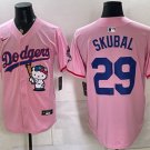 Dodgers #29 Tarik Skubal Pink Hello Kitty Night 2025 World Series Champions Patch Stitched Jersey