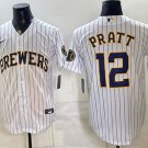 Milwaukee Brewers #12 Cooper Pratt White Stitched Baseball Jersey