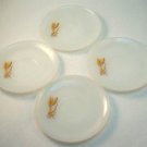 4 Vintage milk glass Fire-King saucers Wheat pattern