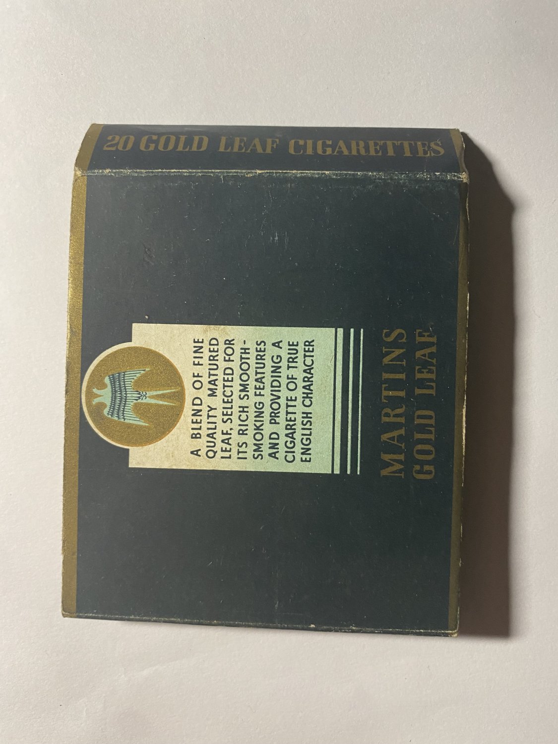 VINTAGE EMPTY CIGARETTE PACKET PACK MARTINS GOLD LEAF SLEEVE BOX (BB211)