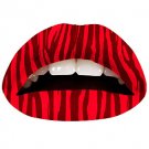 VIOLENT LIPS Temporary Lip Tattoos RED ZEBRA red/black stripe Bold Animal Lips! 1 application
