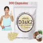 Vitamin D3 10000 IU + K2 200mcg Coconut Oil 300 Softgels No GMO, Gluten, or Soy