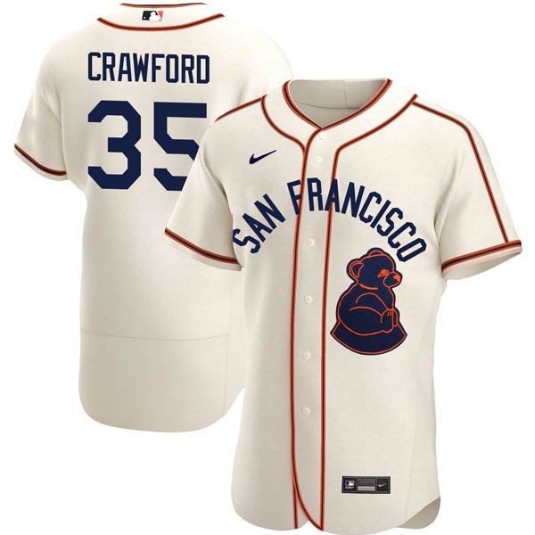 2023 Game Used Home Cream Jersey worn by #35 Brandon Crawford on 8/3 vs.  ARI- Size 48